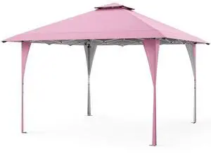 SlickBlue 13 X 13 FT Pop up Gazebo with Portable Carrying Bag 8 Stakes and 4 Wind Ropes-Pink
