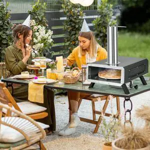 SlickBlue Outdoor Pizza Oven Portable Wood Pellet Pizza Stove with 12 Inch Round Rotatable Pizza Stone