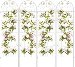 SlickBlue 4 Pack 71 x 20 Inches Metal Garden Trellis for Climbing Plants