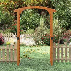 SlickBlue 7/7.5 Feet Garden Arch Wooden Arbor Outdoor Wood Trellis for Climbing Plants-7.5 FT