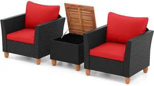 SlickBlue 3 Pieces Outdoor Patio Rattan Furniture Set