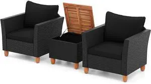 SlickBlue 3 Pieces Outdoor Patio Rattan Furniture Set