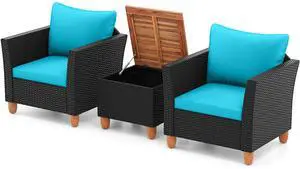 SlickBlue 3 Pieces Outdoor Patio Rattan Furniture Set