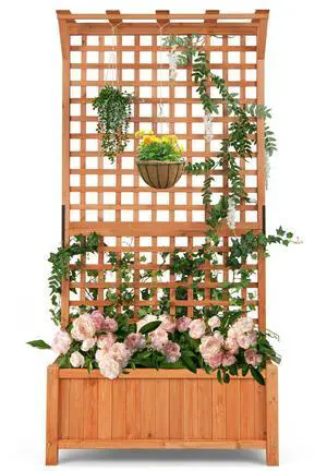 SlickBlue Raised Garden Bed with Trellis and Hanging Roof