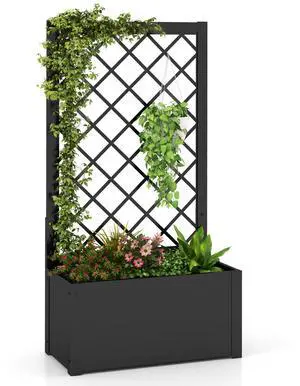 SlickBlue 44 Inch Metal Raised Garden Bed with Trellis