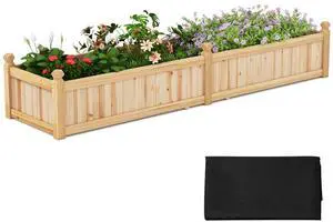 SlickBlue 91 x 24 x 16 Inch Divisible Planter Box with Corner Drainage and Non-woven Liner for Growing Vegetables