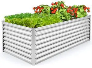 SlickBlue 6 x 3 x 2 Feet Metal Rectangular Raised Garden Bed with Open Bottom Design