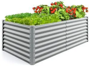 SlickBlue 6 x 3 x 2 Feet Metal Rectangular Raised Garden Bed with Open Bottom Design