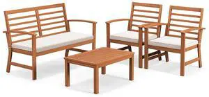 SlickBlue 4 Pieces Outdoor Furniture Set with Stable Acacia Wood Frame