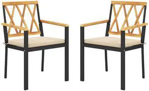 SlickBlue Set of 2 Patio Dining Chairs with Removable Padded Cushions