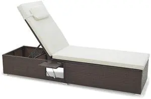 SlickBlue Outdoor PE RattanChaise Lounge with 6-level Backrest