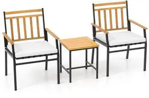 SlickBlue 3 Pieces Outdoor Furniture Set Acacia Wood Patio Conversation Set with Cushions