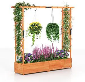 SlickBlue Raised Garden Bed with Arch Trellis and Hanging Roof