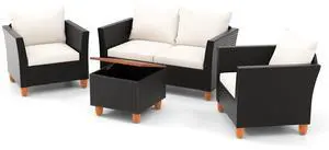 SlickBlue 4 Pieces Outdoor Conversation Set with Storage Coffee Table