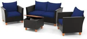 SlickBlue 4 Pieces Outdoor Conversation Set with Storage Coffee Table