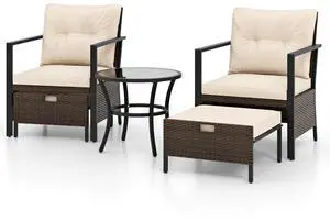 SlickBlue 4 Piece Outdoor Furniture Set with Glass Topped Coffee Table