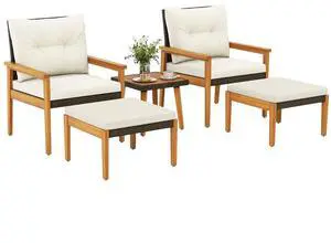 SlickBlue 5 Piece Rattan Furniture Set with Square Coffee Table