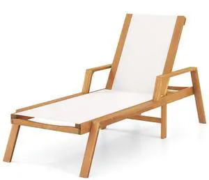 SlickBlue Patio Chaise Lounge Chair with Armrests and Fabric Seat for Backyard