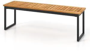 SlickBlue Patio Dining Bench Backless with Slatted Seat and Metal Legs