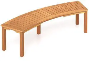 SlickBlue Outdoor Curved Acacia Wood Fire Pit Bench with Slatted Seat-1 Piece