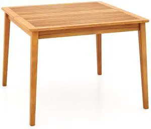 SlickBlue Acacia Wood Dining Square Bistro Table with Umbrella Hole