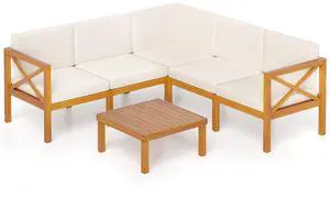 SlickBlue Outdoor 6 Pieces Acacia Wood Patio Sectional Furniture Set