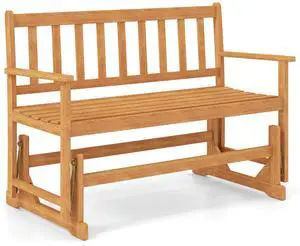 SlickBlue 2-Person Outdoor Acacia Wood Glider Bench Patio Swing Rocking Loveseat