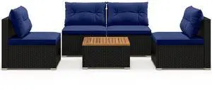 SlickBlue Patio Seating Set 5-Piece with Soft Cushions and Sturdy Tabletop for Outdoor Use