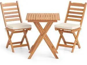 SlickBlue Folding Chair Table Set with Soft Seat Cushions and Table