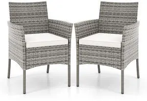 SlickBlue 2 Pieces Outdoor PE Rattan Armchairs with Cozy Seat Cushions