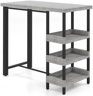 SlickBlue Outdoor Bar Table with Tempered Glass Top for Patio, Deck, or Poolside Use