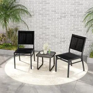 SlickBlue Outdoor Dining Chairs with Breathable Seat and Backrest for Backyard Porch Poolside-Set of 2