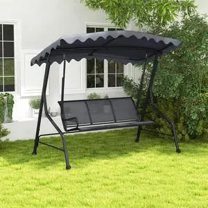 SlickBlue 3-Seat Outdoor Porch Canopy Swing with Adjustable Shading-Grey