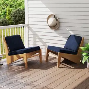 SlickBlue 2-Pack Outdoor Patio Cushion Set with Removable Covers-Navy