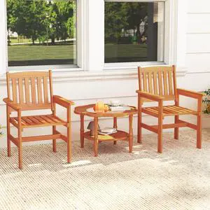 SlickBlue Wooden Patio Chairs Set of 2 with Inclined Backrests