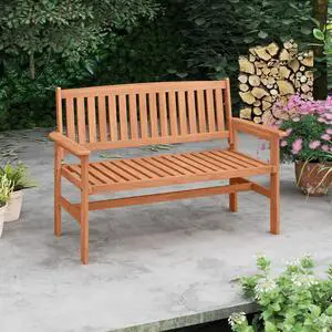 SlickBlue 2-Person Patio Loveseat with Slatted Backrest and Comfortable Armrests