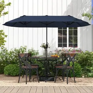 SlickBlue 13 Feet Double-Sided Patio Twin Table Umbrella with Crank Handle-Navy