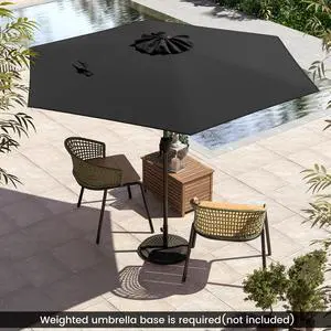 SlickBlue 7.5 feet Outdoor Patio Heavy Duty Market Umbrella with Push Button Tilt-Black
