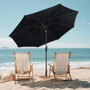 SlickBlue 10 ft 3-tier Vented Patio Umbrella with Push Button Tilt-Black