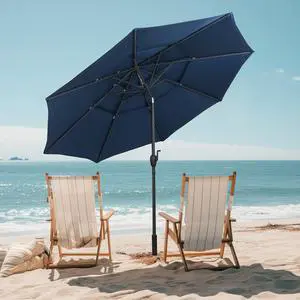 SlickBlue 10 ft 3-tier Vented Patio Umbrella with Push Button Tilt-Navy