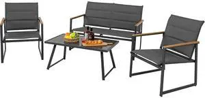 SlickBlue 4-Piece Outdoor Conversation Patio Furniture Set-Grey