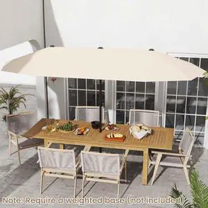 SlickBlue 13 FT Large Patio Umbrella Outdoor Double-Sided Table Market Umbrella with Crank Handle-Beige