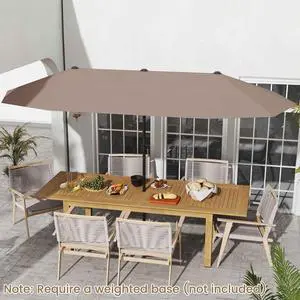 SlickBlue 13 FT Large Patio Umbrella Outdoor Double-Sided Table Market Umbrella with Crank Handle-Coffee