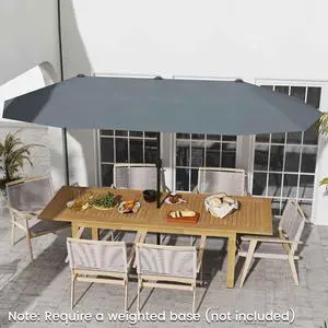 SlickBlue 13 FT Large Patio Umbrella Outdoor Double-Sided Table Market Umbrella with Crank Handle-Grey