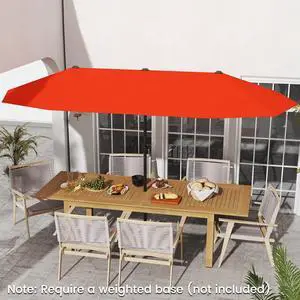 SlickBlue 13 FT Large Patio Umbrella Outdoor Double-Sided Table Market Umbrella with Crank Handle-Orange