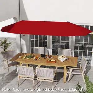SlickBlue 13 FT Large Patio Umbrella Outdoor Double-Sided Table Market Umbrella with Crank Handle-Red