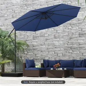SlickBlue 10 Feet Offset Hanging Umbrella with Base and Infinite Tilt-Navy