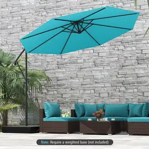 SlickBlue 10 Feet Offset Hanging Umbrella with Base and Infinite Tilt-Turquoise