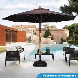 SlickBlue Fillable Umbrella Base with Shell Texture and 3 Coupler Sizes-Black