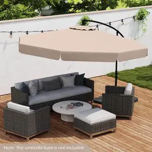 SlickBlue 10 Feet Patio Cantilever Umbrella with Cover Tilt Adjustment and Ruffled Edge-Beige